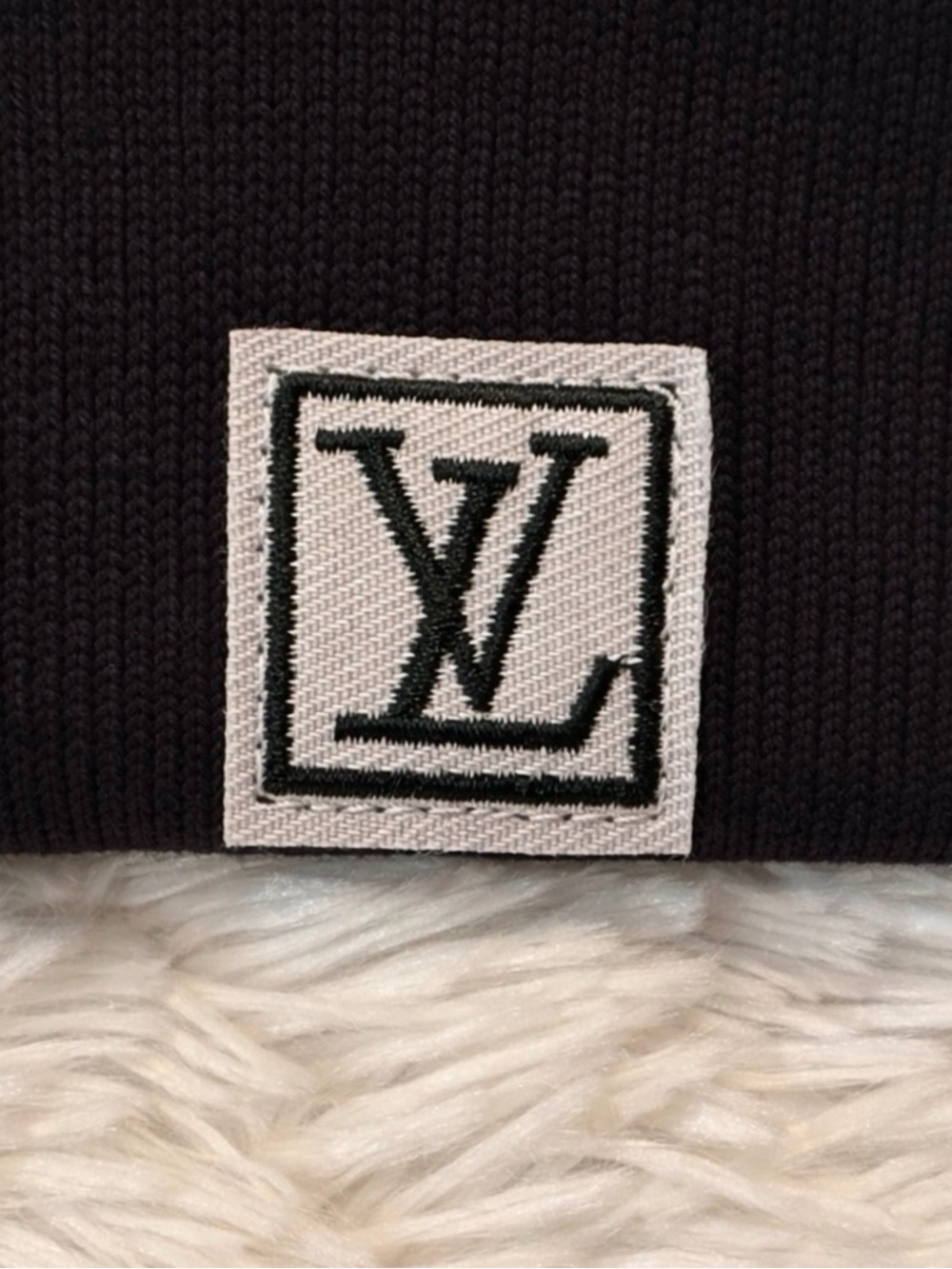 Louis Vuitton Black Crewneck Sweater with Contrasting LV Patch